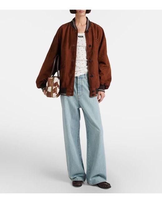 Miu Miu White Bedrucktes Top Aus Baumwoll-Jersey