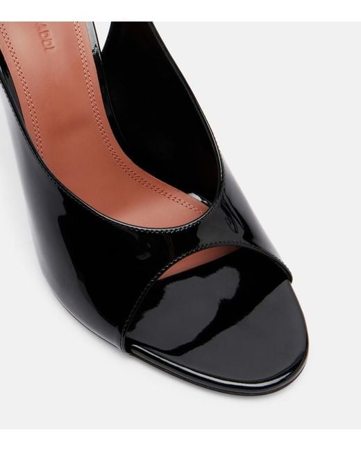 AMINA MUADDI Black Anok Patent Leather Slingback Sandals