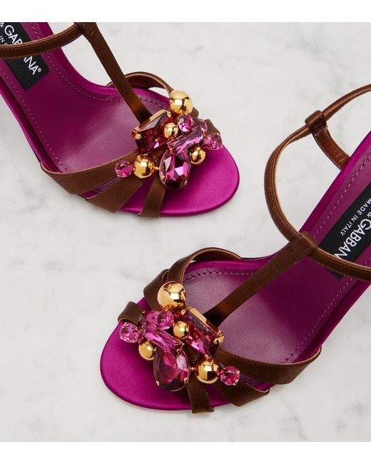 Dolce & Gabbana Purple Keira 2.0 Embellished Satin Sandals