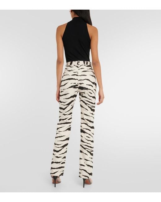 Alaïa White Zebra-Print Jeans