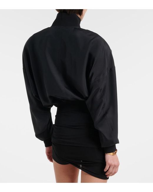 Gucci Black Silk Poplin Bomber Jacket