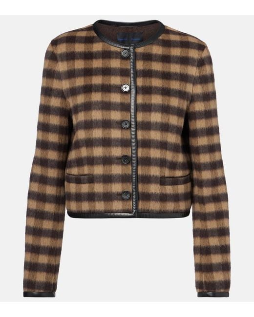 Proenza Schouler Brown Checked Leather-Trimmed Wool-Blend Jacket