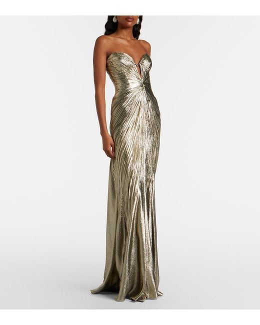 Maria Lucia Hohan Natural Dakota Lame Chiffon Gown
