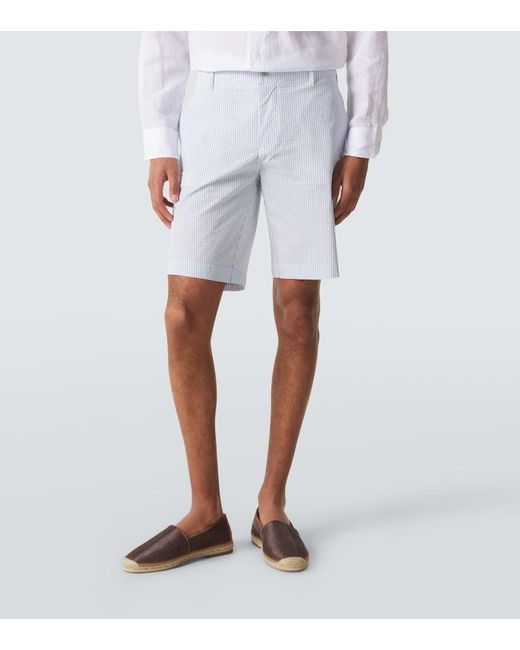 Vilebrequin Blue Brad Striped Seersucker Bermuda Shorts for men
