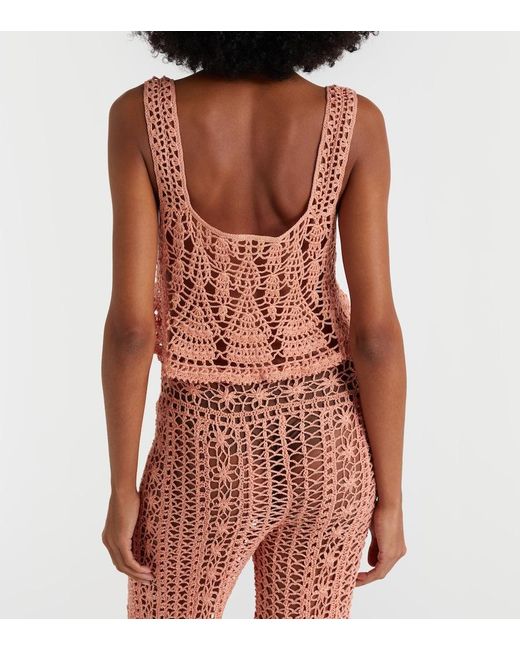 Anna Kosturova Pink Cotillion Crochet Cotton Crop Top