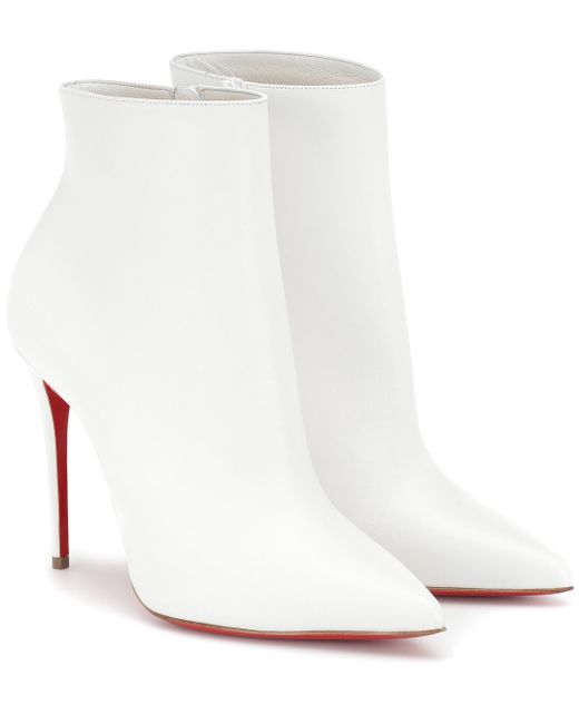Christian Louboutin White So Kate 100 Leather Ankle Boots