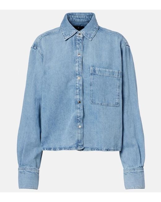 7 For All Mankind Blue Ivy Cotton And Linen Denim Shirt