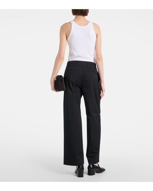Totême Blue Cotton Twill Wide-Leg Pants
