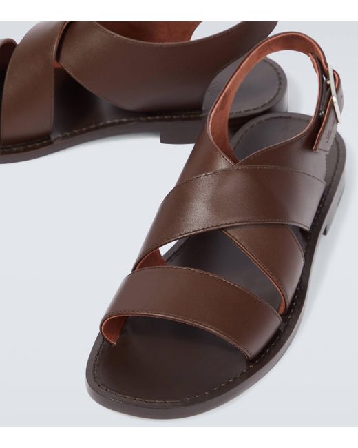 Loro Piana Brown Moorea Leather Sandals for men
