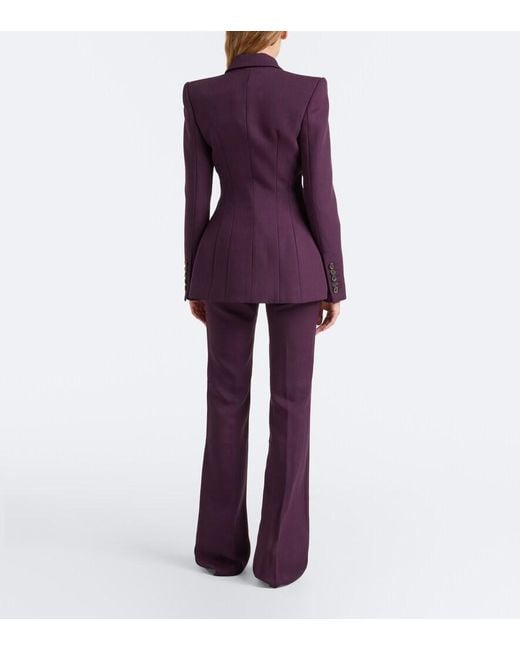 Alex Perry Purple Virgin Wool Flared Pants