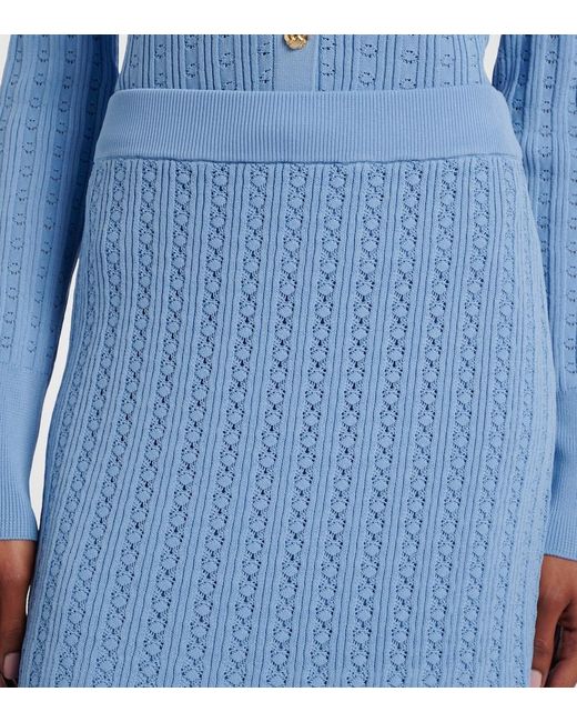 Rebecca Vallance Blue Natalie Pointelle Midi Skirt