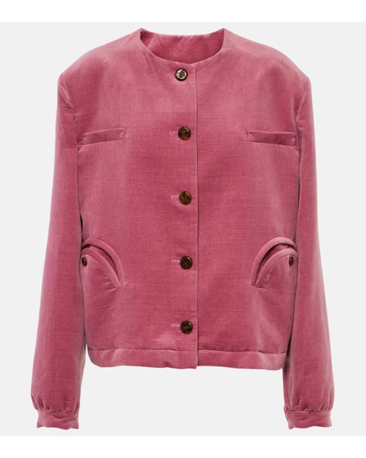Blazé Milano Pink Gliss Cotton And Linen Velvet Jacket