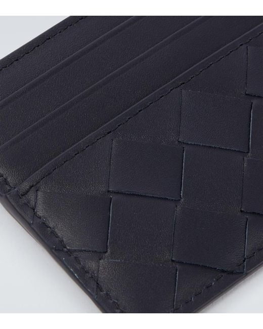 Bottega Veneta Blue Intrecciato Leather Card Holder for men