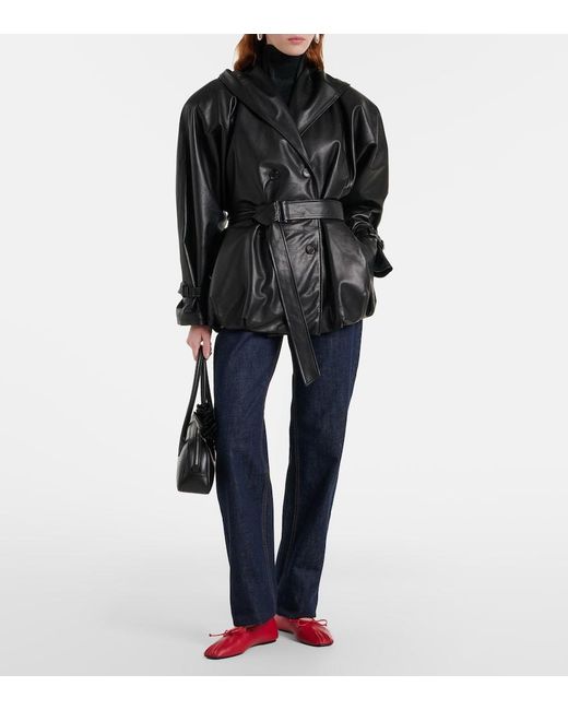 Magda Butrym Red Bow-Detail Leather Ballet Flats