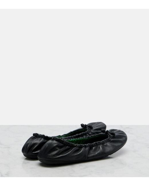 Bottega Veneta Green Fantasmina Knot Leather Ballet Flats