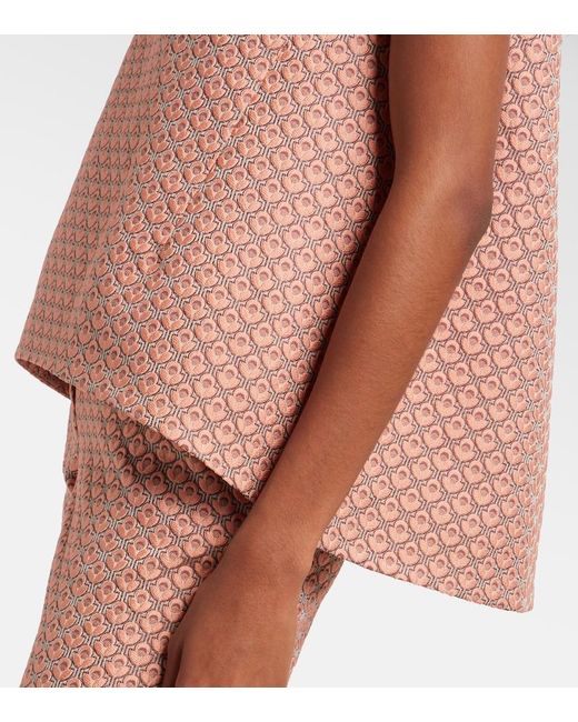 LaDoubleJ Pink La Scala Floral Jacquard Top