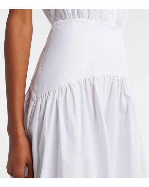 Staud White Romy Cotton Poplin Midi Dress
