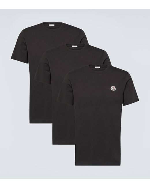 Set de 3 t-shirts en coton Moncler pour homme en coloris Black