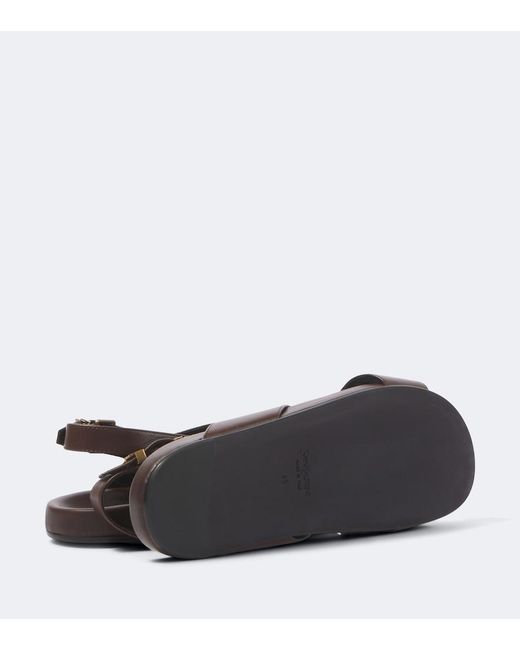 Saint Laurent Brown Helios Cassandre Leather Sandals for men