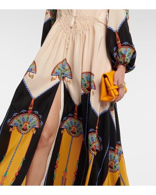 LaDoubleJ Natural Camerino Printed Silk Crepe De Chine Maxi Dress