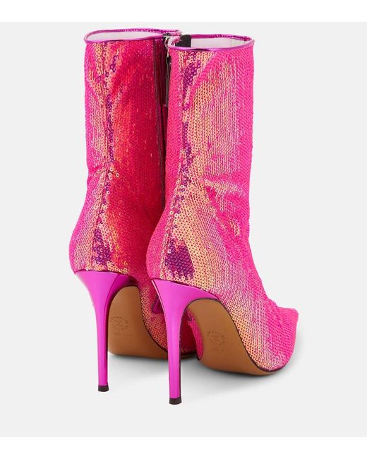 Alexandre Vauthier Pink Ankle Boots Sebert Mit Pailletten