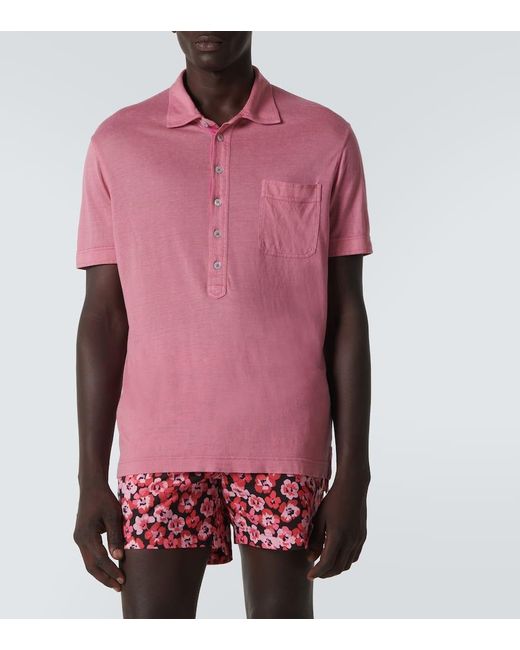 Tom Ford Pink Silk And Linen Polo Shirt for men