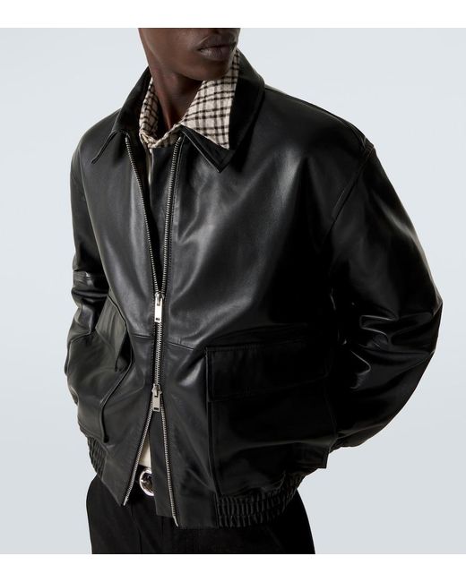 Studio Nicholson Black Piston Leather Blouson Jacket for men