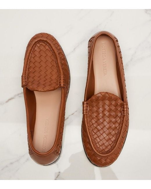 Bottega Veneta Brown Silenzio Intrecciato Leather Loafers