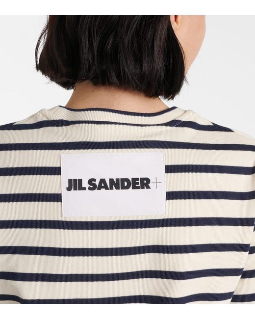 T-shirt in jersey di cotone a righe di Jil Sander in Natural