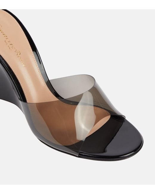 Gianvito Rossi Black Futura 95 Patent-leather And Pvc Wedge Sandals