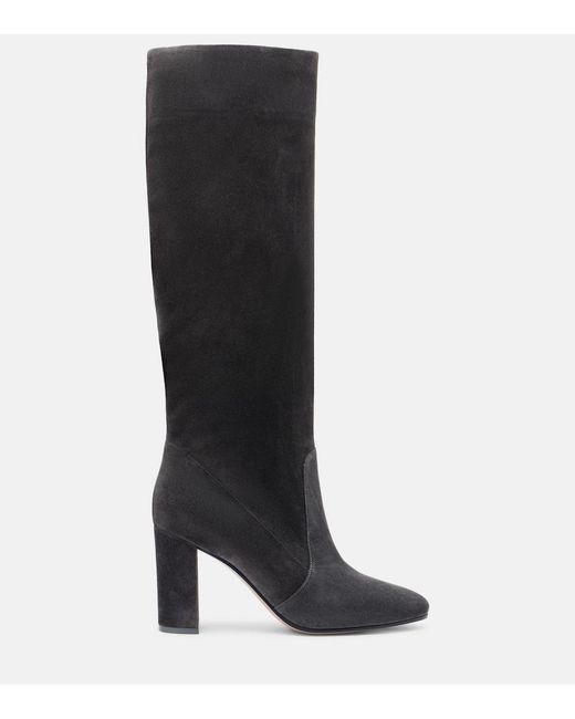 Gianvito Rossi Black Glen 85 Suede Knee-High Boots