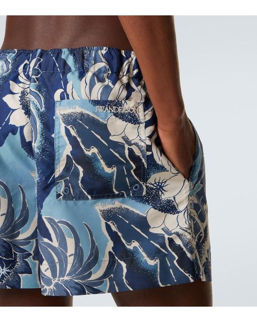 J.W. Anderson Blue Floral Cotton Swim Trunks for men