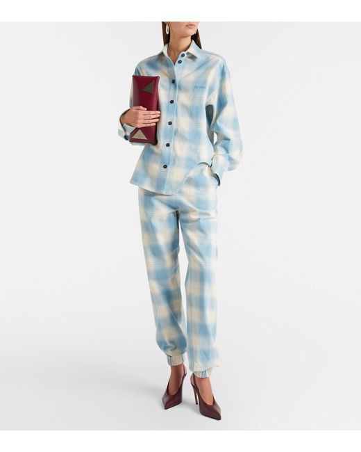 The Attico Blue Checked Cotton And Wool Tapered Pants