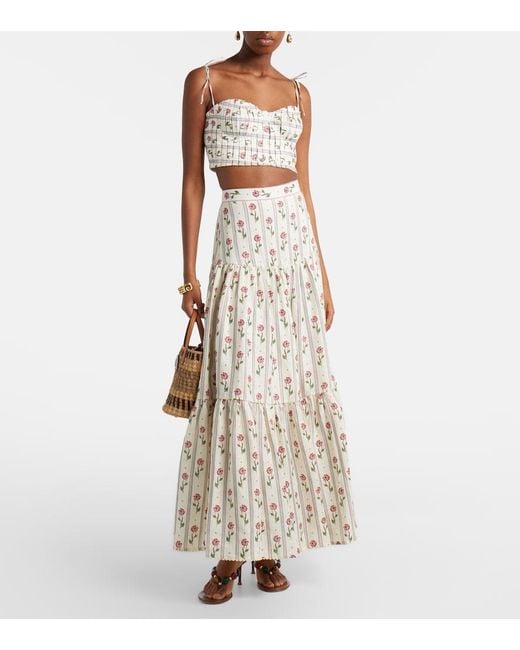Agua Bendita Natural Bergamota Floral Linen Maxi Skirt