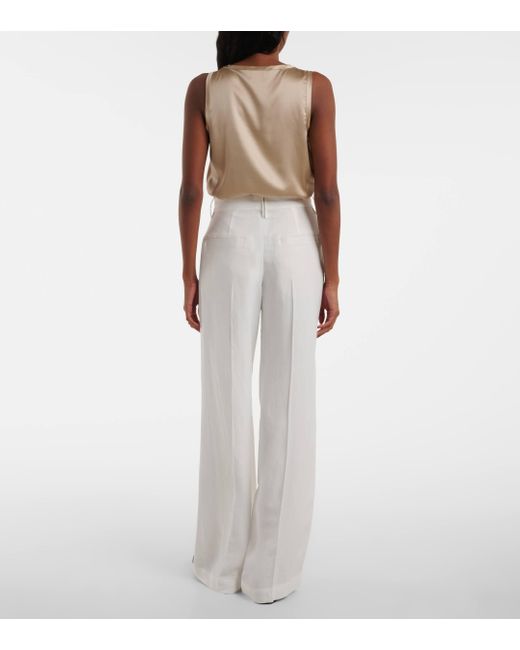 Brunello Cucinelli White Monili Twill Wide-Leg Pants