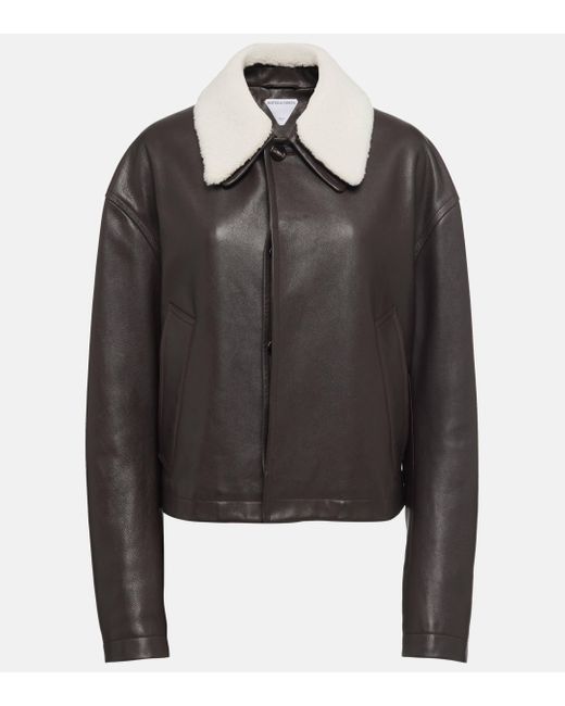 Bottega Veneta Black Shearling-trimmed Leather Jacket