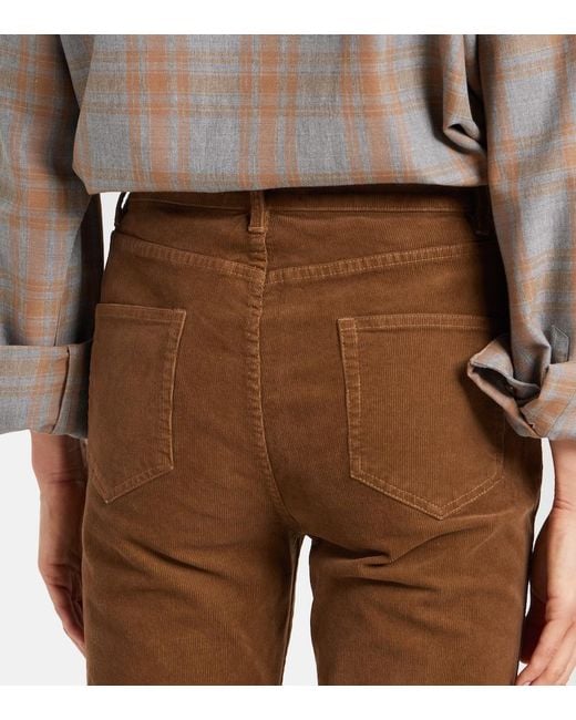 Nili Lotan Brown Joan High-Rise Cotton-Blend Corduroy Flared Pants