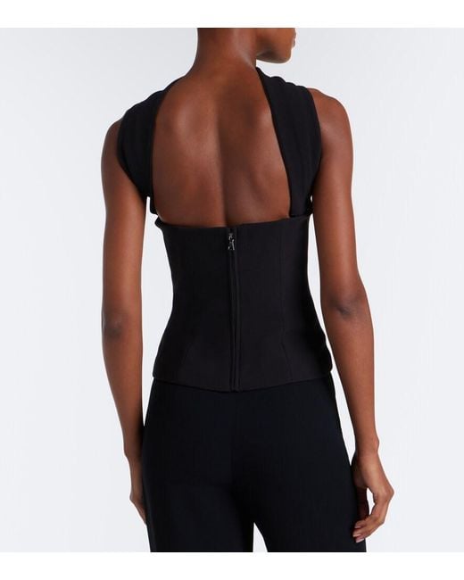 Roland Mouret Black Scarf-Detail Crepe Corset Top