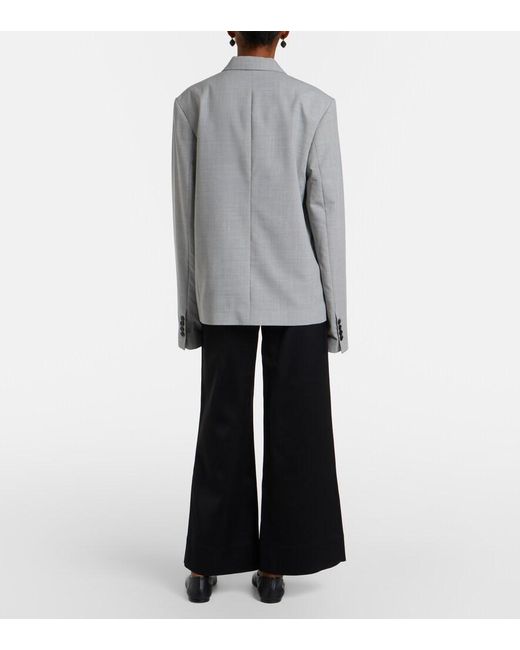 Totême Blue Satin Flared Pants