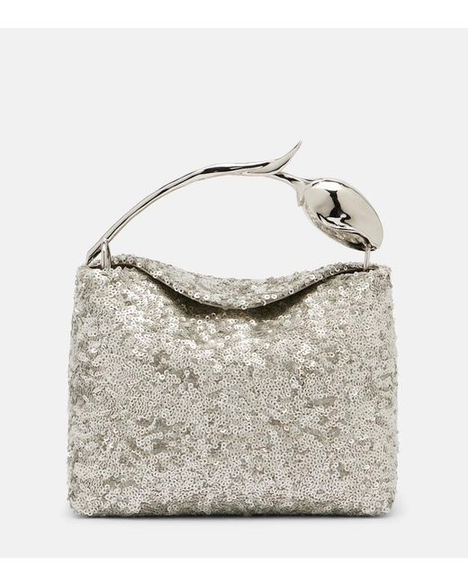 Erdem Metallic Bloom Mini Sequined Top-Handle Bag