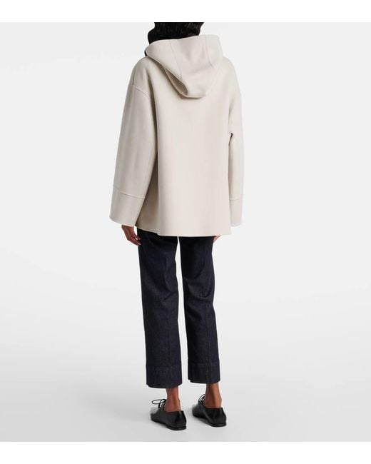 Max Mara Natural Romino Virgin Wool Zip-Up Hoodie