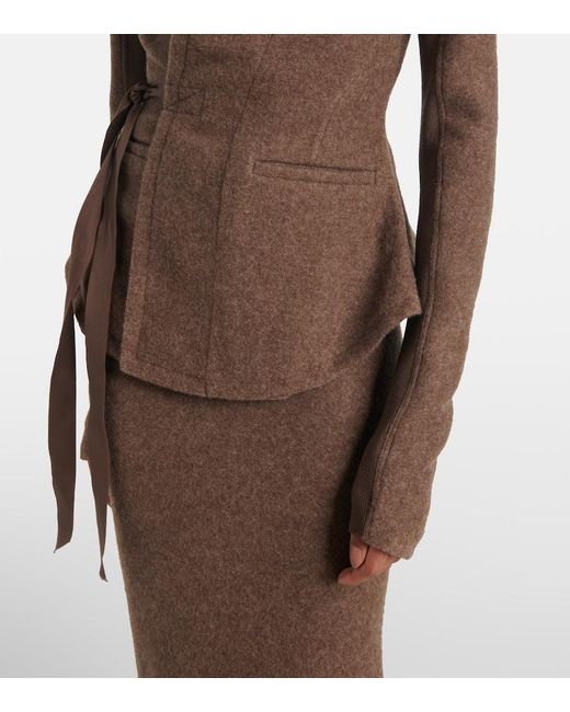 Rick Owens Brown Hollywood Wool Wrap Jacket