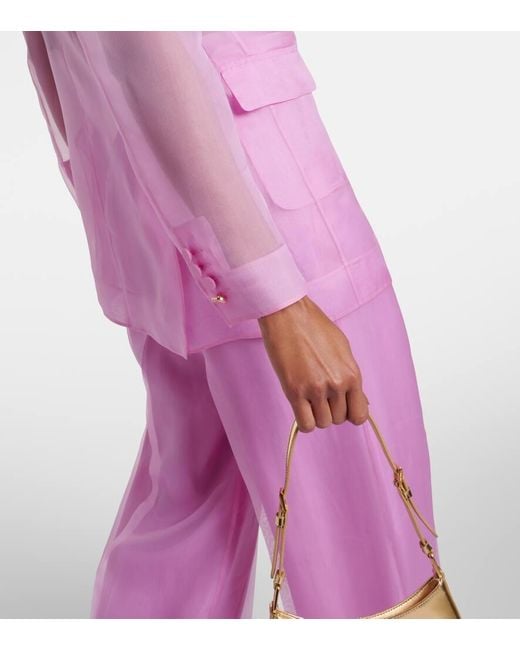 Max Mara Pink Silk Light Knit Double-Breasted Blazer