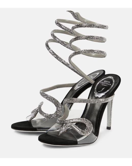 René Caovilla Margot Chain-wrap Leather Sandals In Gold Lamb/gold Metal  Snake | ModeSens