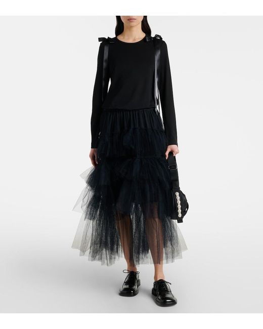 Simone Rocha Black Bow-Detail Jersey Top