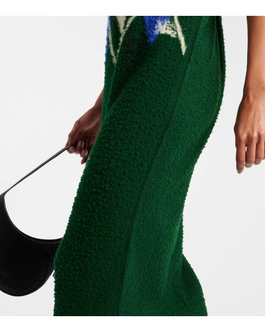 Burberry Green Argyle Wool Maxi Dress