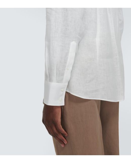 Camisa de lino Brunello Cucinelli de hombre de color White