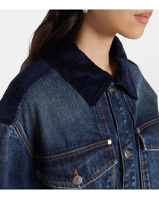 Stella McCartney Blue Corduroy-Trimmed Denim Minidress