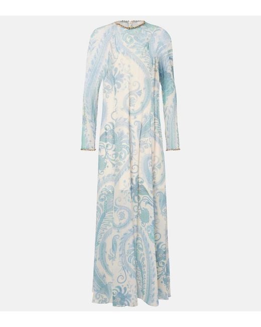 Zimmermann Blue Illuminate Beaded Paisley Maxi Dress