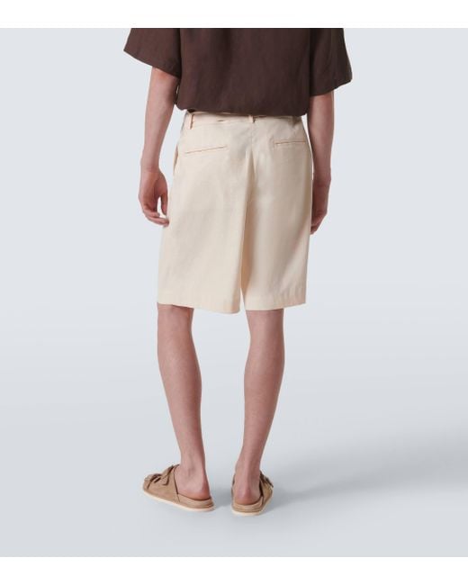 Commas Natural Linen-blend Twill Bermuda Shorts for men